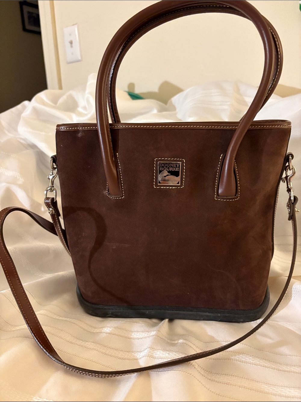 Dooney & Bourke Dark Brown Suede Shoulder Tote